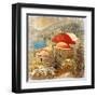 Small Greek Monastery -Artistic Retro Styled Picture-Maugli-l-Framed Art Print