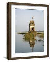 Small Hindu Temple in Middle of the Narmada River, Maheshwar, Madhya Pradesh State, India-R H Productions-Framed Photographic Print