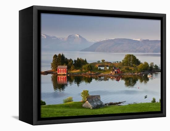 Small Island in Hardangerfjorden Nr Bergen, Western Fjords, Norway-Peter Adams-Framed Stretched Canvas