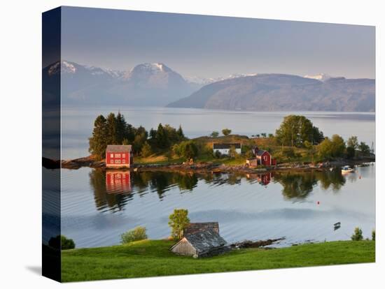 Small Island in Hardangerfjorden Nr Bergen, Western Fjords, Norway-Peter Adams-Stretched Canvas
