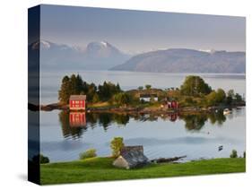 Small Island in Hardangerfjorden Nr Bergen, Western Fjords, Norway-Peter Adams-Stretched Canvas