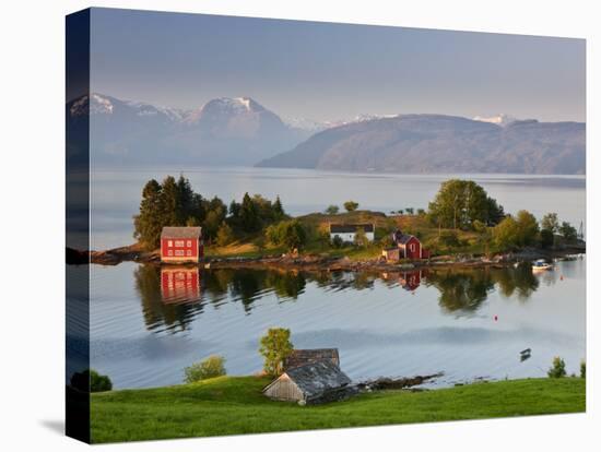 Small Island in Hardangerfjorden Nr Bergen, Western Fjords, Norway-Peter Adams-Stretched Canvas