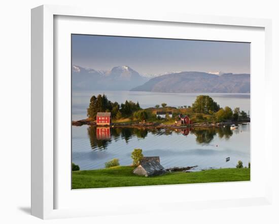 Small Island in Hardangerfjorden Nr Bergen, Western Fjords, Norway-Peter Adams-Framed Photographic Print