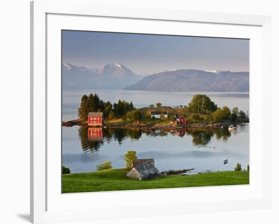 Small Island in Hardangerfjorden Nr Bergen, Western Fjords, Norway-Peter Adams-Framed Photographic Print