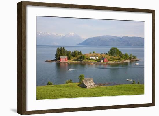 Small Island in Hardangerfjorden Nr Bergen, Western Fjords, Norway-Peter Adams-Framed Photographic Print