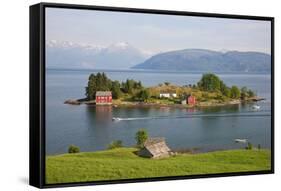 Small Island in Hardangerfjorden Nr Bergen, Western Fjords, Norway-Peter Adams-Framed Stretched Canvas