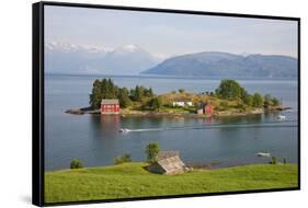 Small Island in Hardangerfjorden Nr Bergen, Western Fjords, Norway-Peter Adams-Framed Stretched Canvas