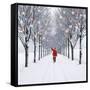 Small-Leaved Lime Trees in Snow-Ake Lindau-Framed Stretched Canvas