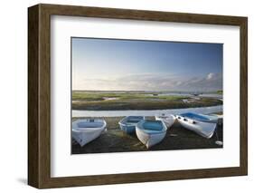 Small Leisure Boats Moored at Low Tide in Marina at Summer Sunset-Veneratio-Framed Photographic Print
