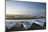 Small Leisure Boats Moored at Low Tide in Marina at Summer Sunset-Veneratio-Mounted Photographic Print