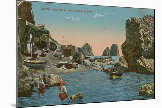 Small Marina and the Faraglioni, Capri. Postcard Sent in 1913-Italian Photographer-Mounted Giclee Print