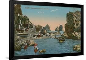 Small Marina and the Faraglioni, Capri. Postcard Sent in 1913-Italian Photographer-Framed Giclee Print