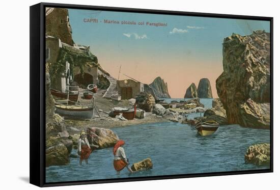 Small Marina and the Faraglioni, Capri. Postcard Sent in 1913-Italian Photographer-Framed Stretched Canvas