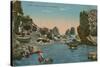 Small Marina and the Faraglioni, Capri. Postcard Sent in 1913-Italian Photographer-Stretched Canvas