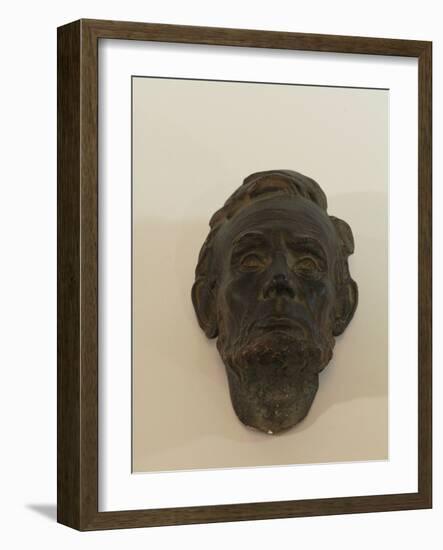 Small Mask of Abraham Lincoln is Made of Plaster and Painted to Look Patinated-James Wehn-Framed Giclee Print