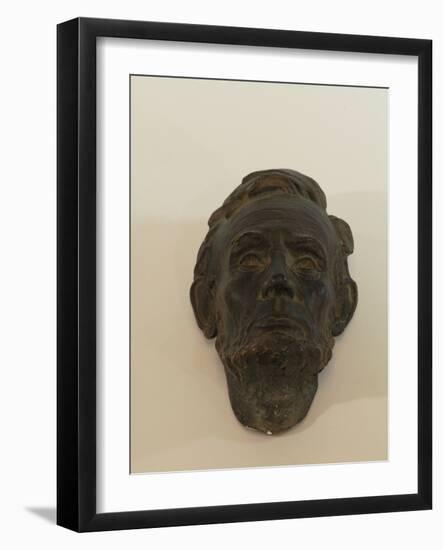 Small Mask of Abraham Lincoln is Made of Plaster and Painted to Look Patinated-James Wehn-Framed Giclee Print