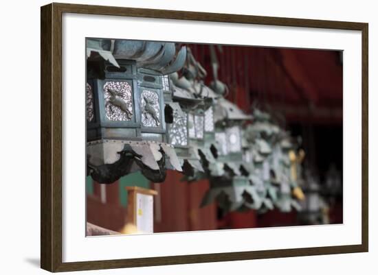 Small Metal and Gold Lanterns. Kasuga-Taisha Shrine in Nara, Japan-Paul Dymond-Framed Photographic Print