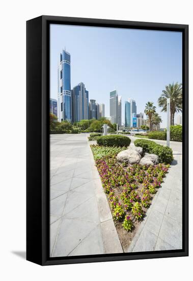Small Park and Downtown Skyline of Dubai, United Arab Emirates-Michael DeFreitas-Framed Stretched Canvas