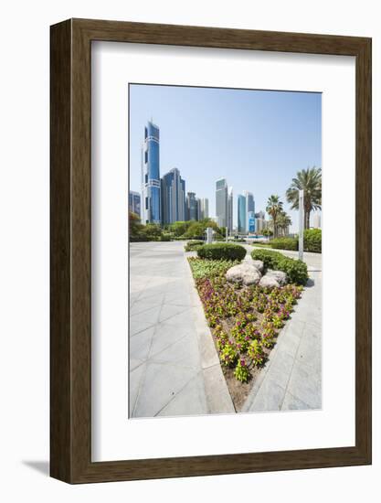 Small Park and Downtown Skyline of Dubai, United Arab Emirates-Michael DeFreitas-Framed Photographic Print