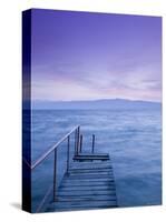 Small Pier at Dusk, Lake Ohrid, Ohrid, Macedonia-Walter Bibikow-Stretched Canvas