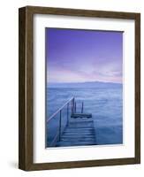 Small Pier at Dusk, Lake Ohrid, Ohrid, Macedonia-Walter Bibikow-Framed Photographic Print