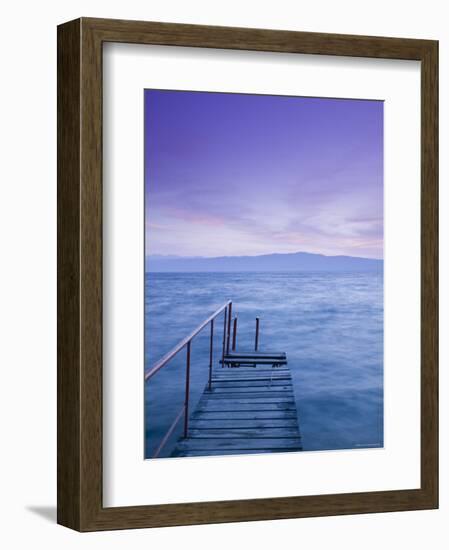 Small Pier at Dusk, Lake Ohrid, Ohrid, Macedonia-Walter Bibikow-Framed Photographic Print