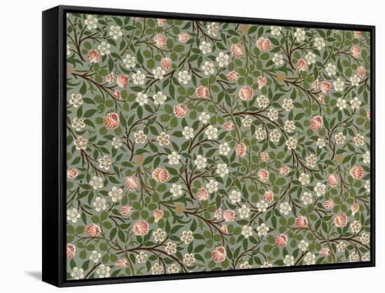 Small Pink and White Flower Wallpaper Design-William Morris-Framed Stretched Canvas