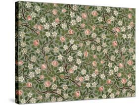 Small Pink and White Flower Wallpaper Design-William Morris-Stretched Canvas