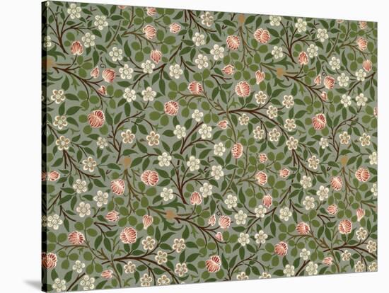 Small Pink and White Flower Wallpaper Design-William Morris-Stretched Canvas