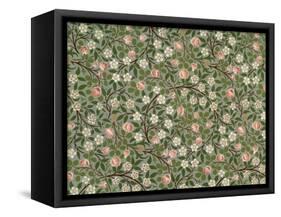 Small Pink and White Flower Wallpaper Design-William Morris-Framed Stretched Canvas