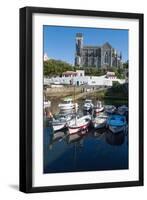 Small Port with Traditional Fishing Boats and Eglise Sainte Eugenie in Biarritz-Martin Child-Framed Photographic Print