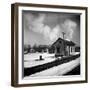 Small Railroad Station in Unidentified American Town, as Seen from Train Window-Walker Evans-Framed Photographic Print