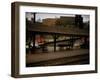 Small Railway Station with Wooden Buckboards for Baggage, Period Cars in Lot-Walker Evans-Framed Photographic Print