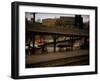 Small Railway Station with Wooden Buckboards for Baggage, Period Cars in Lot-Walker Evans-Framed Photographic Print