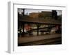 Small Railway Station with Wooden Buckboards for Baggage, Period Cars in Lot-Walker Evans-Framed Photographic Print