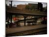 Small Railway Station with Wooden Buckboards for Baggage, Period Cars in Lot-Walker Evans-Mounted Photographic Print