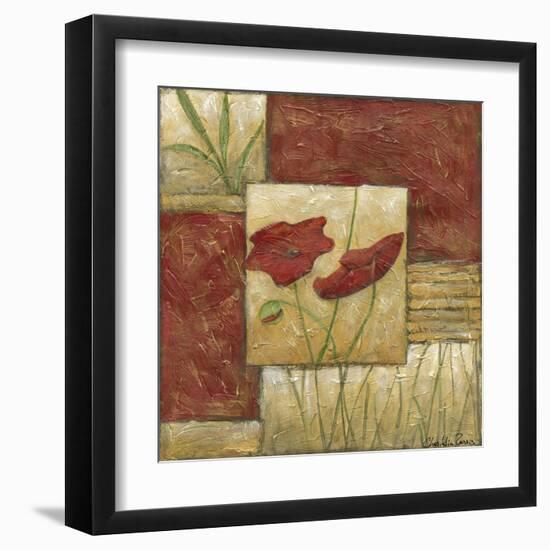 Small Red Lacquer Collage I-Chariklia Zarris-Framed Art Print