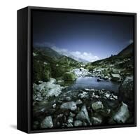 Small River Flowing Through Big Stones in Pirin National Park, Bulgaria-null-Framed Stretched Canvas