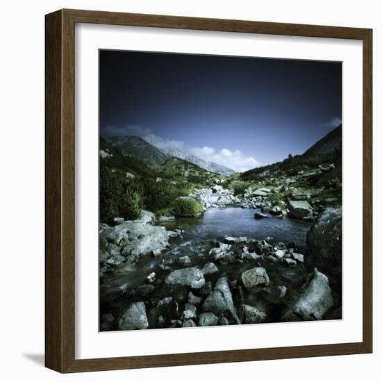 Small River Flowing Through Big Stones in Pirin National Park, Bulgaria-null-Framed Photographic Print