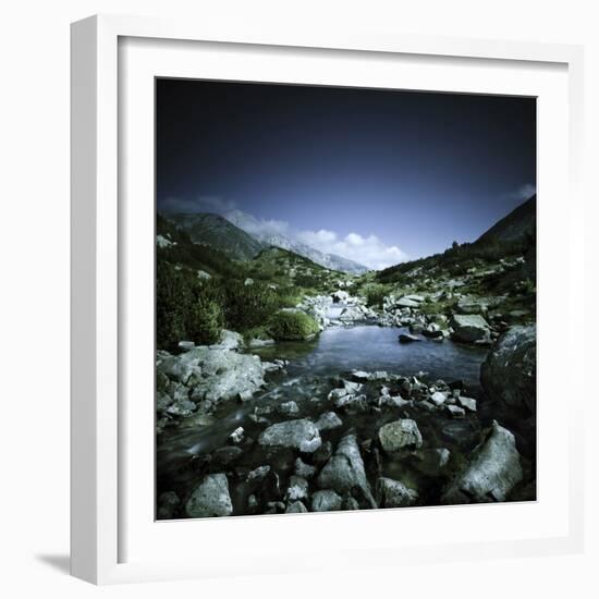 Small River Flowing Through Big Stones in Pirin National Park, Bulgaria-null-Framed Photographic Print