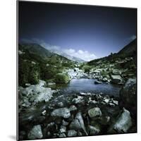 Small River Flowing Through Big Stones in Pirin National Park, Bulgaria-null-Mounted Photographic Print