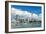 Small sailboats cruise in Auckland harbour in front of the city skyline, Auckland, New Zealand-Logan Brown-Framed Photographic Print