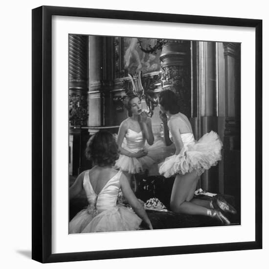 Small Sister Marina Baydarova, Watching Tania Baydarova Put on Make Up-Walter Sanders-Framed Photographic Print