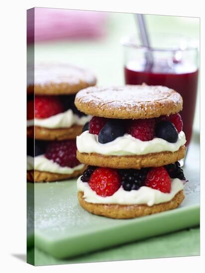 Small Sponge Cake with Berry and Cream Filling-Frank Wieder-Stretched Canvas