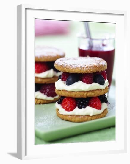 Small Sponge Cake with Berry and Cream Filling-Frank Wieder-Framed Photographic Print