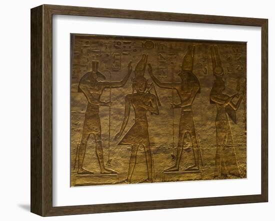 Small Temple or Temple of Hathor. The Gods Set (Left) and Horus (Right) Adoring Ramses II. Abu…-null-Framed Giclee Print