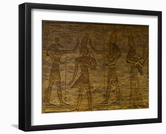 Small Temple or Temple of Hathor. The Gods Set (Left) and Horus (Right) Adoring Ramses II. Abu…-null-Framed Giclee Print