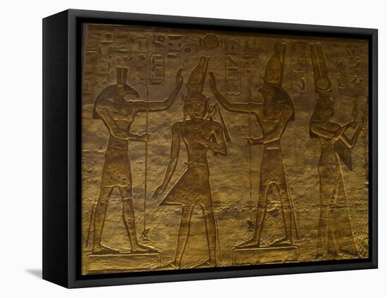 Small Temple or Temple of Hathor. The Gods Set (Left) and Horus (Right) Adoring Ramses II. Abu…-null-Framed Stretched Canvas