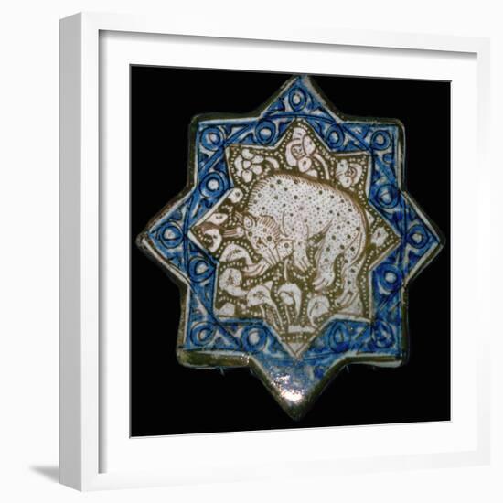 Small tile with a spotted hyena or bear, 13th century. Artist: Unknown-Unknown-Framed Giclee Print