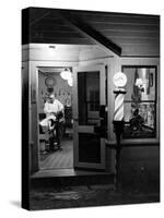 Small Town Barber Grover Cleveland Kohl Working in His Shop at Night-Alfred Eisenstaedt-Stretched Canvas
